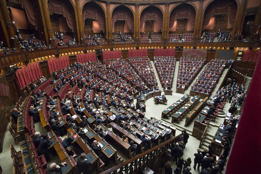 Lawmakers gathered on the chamber floor